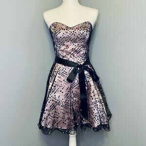 Masquerade Pink & Black Polka Dot Formal Dress